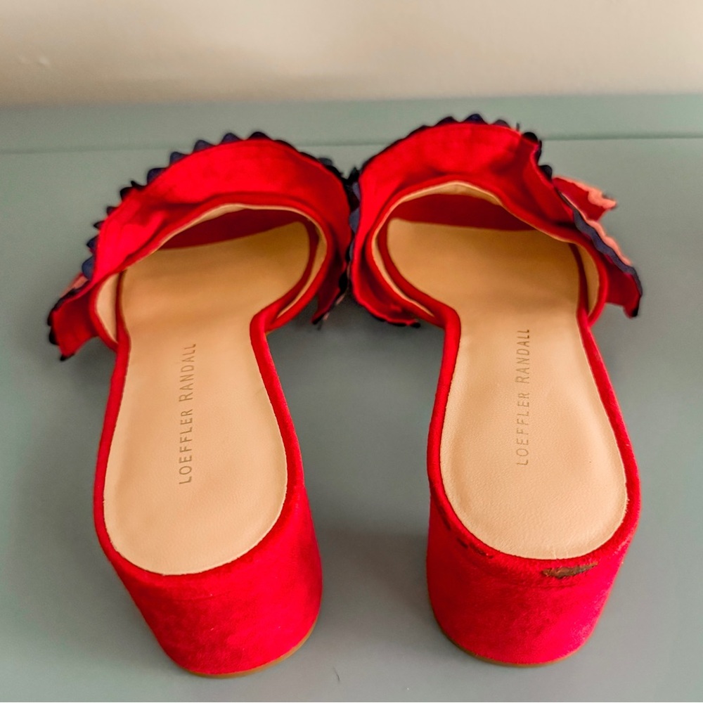 Loeffler Randall Red Suede Slides with 2 inch heel; great condition; size 6 - Picture 4 of 4